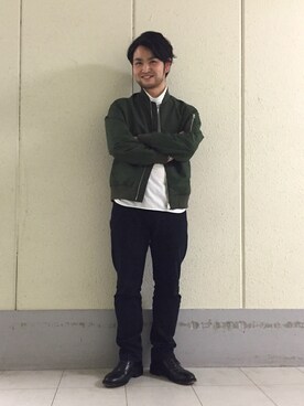 「ADAM ET ROPE'（アダムエロペ）のアイテム（MA-1）」を使った、こいでさん（メンズ・168cm）の春コーディネート