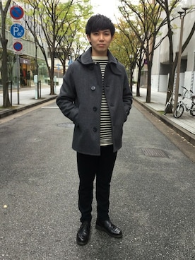 「orcival」｜「アイテム（ピーコート）」を使った、ホンマさん（メンズ・173cm）の秋コーディネート