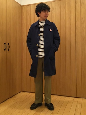 「orcival」｜「アイテム（ステンカラーコート）」を使った、ホンマさん（メンズ・173cm）の冬コーディネート