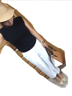 「ノースリーブニット」｜「アイテム（スラックス）」を使った、hysmmkさん（レディース・162cm）の夏コーディネート