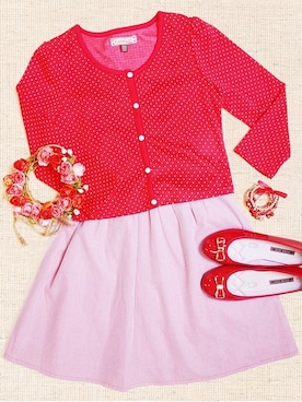 「アイテム（ワンピース/ドレス、レッド系）」を使った、L'ZZIEさん（レディース・168cm）の冬コーディネート