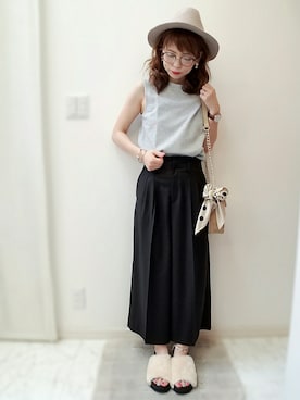 「SLOBE IENA（スローブイエナ）のアイテム（ハット）」を使った、maamin♡さん（レディース・156cm）の夏コーディネート