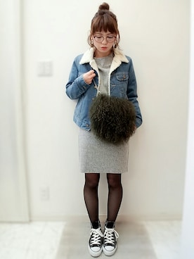 「Lee（リー）のアイテム（ジャケット/アウター）」を使った、maamin♡さん（レディース・156cm）の冬コーディネート