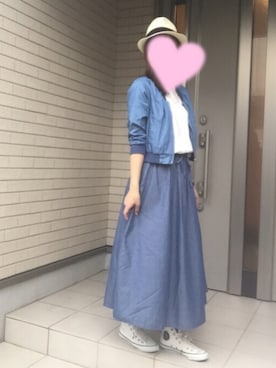 「OZOC（オゾック）のアイテム（デニムジャケット）」を使った、hiromama。さん（レディース・162cm）の春コーディネート