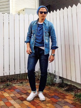 「Lee（リー）のアイテム（シャツ/ブラウス）」を使った、U-shotさん（メンズ・170cm）の春コーディネート