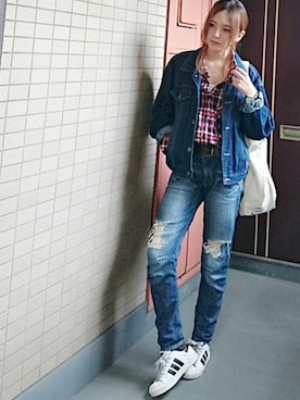 「GRL（グレイル）のアイテム（デニムジャケット）」を使った、aripiさん（レディース・154cm）の秋コーディネート