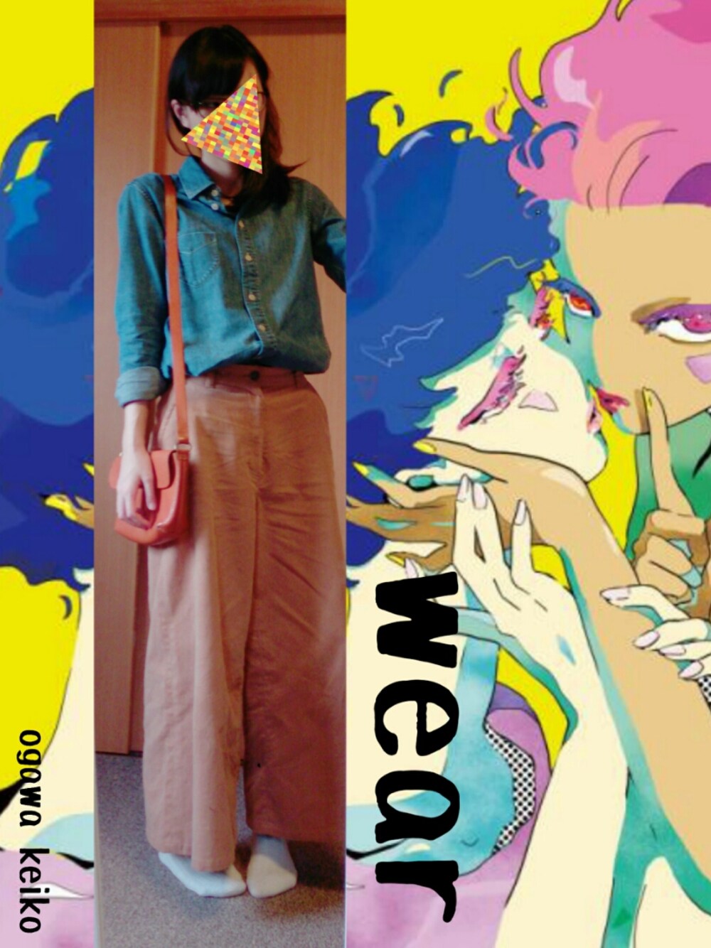 「UNIQLOのWOMEN シャンブレーロングシャツ（長袖）＋E（シャツ/ブラウス、ブルー系）」を使った、Machakoさん（レディース・158cm）の春コーディネートの1枚目の写真