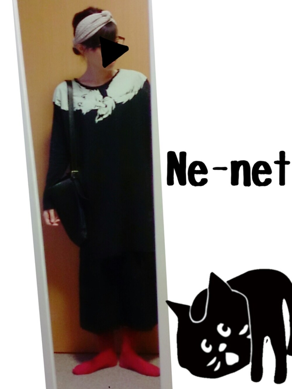 「Ne-netの(P)えりまき T（ワンピース、ブラック系）」を使った、Machakoさん（レディース・158cm）の春コーディネートの1枚目の写真
