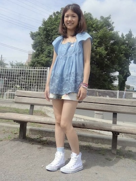 「Loree Rodkin（ローリーロドキン）のアイテム（ピアス（両耳用））」を使った、みやさん（レディース・151cm）の夏コーディネート