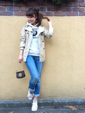 「LouisVuitton」｜「アイテム（トレンチコート）」を使った、宮本さゆみさん（レディース・162cm）の冬コーディネート