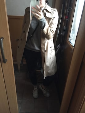 「インディゴデニム」｜「アイテム（トレンチコート）」を使った、yuriさん（レディース・158cm）の秋コーディネート