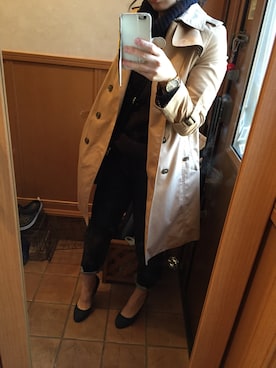「ネイビーコーデ」｜「アイテム（トレンチコート）」を使った、yuriさん（レディース・158cm）の秋コーディネート