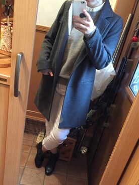 「オールグレー」｜「アイテム（デニムパンツ）」を使った、yuriさん（レディース・158cm）の冬コーディネート