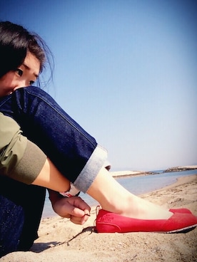 「THE NORTH FACE（ザノースフェイス）のアイテム（バレエシューズ）」を使った、saeさん（レディース・163cm）の春コーディネート