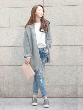 「MIXXO（ミッソ）のアイテム（パンツ）」を使った、DAYOONさん（レディース・160cm）の冬コーディネート