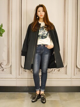 「MIXXO（ミッソ）のアイテム（ブルゾン）」を使った、DAYOONさん（レディース・160cm）の春コーディネート