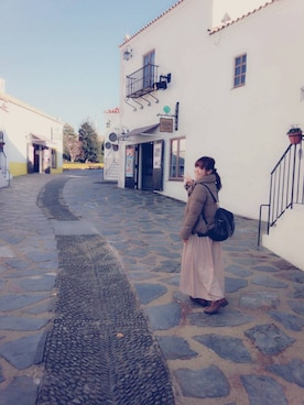 「earth music&ecology（アースミュージックアンドエコロジー）の★コラボ★ハリスツイード ダウン/ブルゾン（ダウンジャケット/コート、ブラウン系）」を使った、くぅさんの冬コーディネート