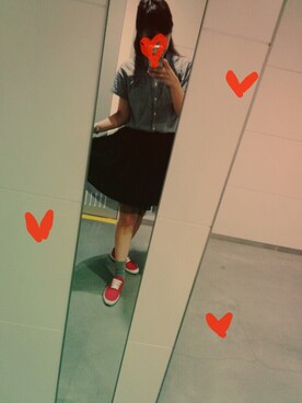 「earth music&ecology（アースミュージックアンドエコロジー）のチェックシャツ（シャツ/ブラウス、ブラック系）」を使った、くぅさんの夏コーディネート