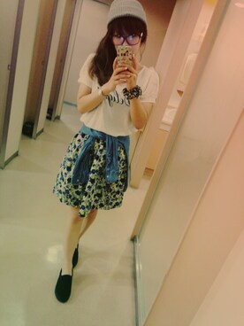 「ロペピクニック（Tシャツ/カットソー、ホワイト系）」を使った、くぅさんの夏コーディネート