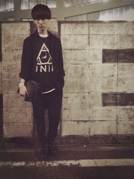 「UNIF（ユニフ）のアイテム（トップス）」を使った、jume≒auxさん（メンズ・173cm）の秋コーディネート