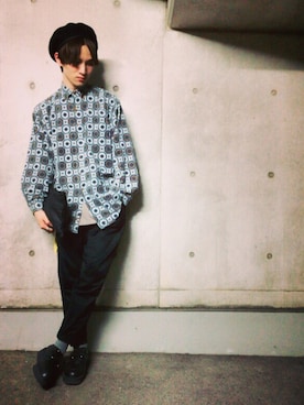「70's」｜「アイテム（ハンチング/ベレー帽）」を使った、jume≒auxさん（メンズ・173cm）の秋コーディネート