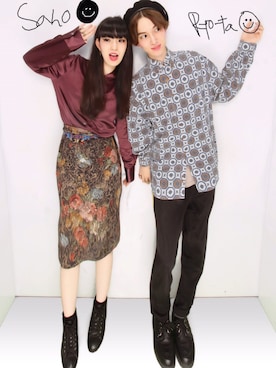 「70's」｜「アイテム（ハンチング/ベレー帽）」を使った、jume≒auxさん（レディース・163cm）の秋コーディネート