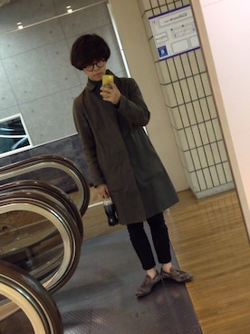 「アイテム（ステンカラーコート、グリーン系）」を使った、a.i.さん（メンズ・164cm）の冬コーディネート