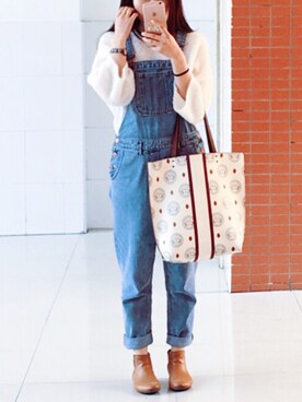 「MONKI（モンキ）のアイテム（サロペット/オーバーオール）」を使った、Baooobaoさん（レディース・159cm）の春コーディネート