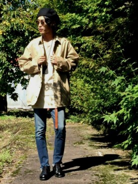 「Graphpaper（グラフペーパー）のアイテム（カバーオール）」を使った、panさん（メンズ・174cm）の秋コーディネート