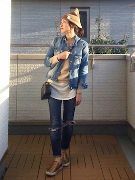 「LILY BROWN（リリーブラウン）のアイテム（ニットキャップ/ビーニー）」を使った、Kay-teeeさん（レディース・150cm）の春コーディネート