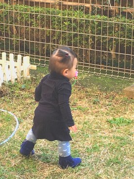 「アイテム（タイツ/ストッキング、ブルー系）」を使った、hotahotapunさん（キッズ・80cm）の秋コーディネート