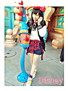 「ディズニーランド」｜「アイテム（スタジャン）」を使った、じーなさん（レディース・172cm）の冬コーディネート