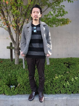 「GDC（ジーディーシー）のアイテム（ライダースジャケット）」を使った、GDCTOKYO-MAH-bow-さん（メンズ・171cm）の秋コーディネート