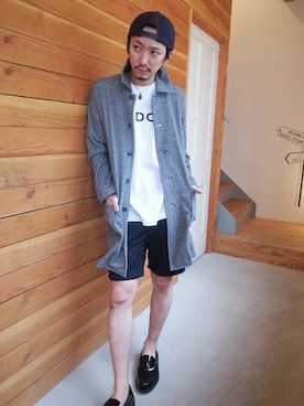 「パイル」｜「アイテム（ステンカラーコート）」を使った、GDCTOKYO-MAH-bow-さん（メンズ・171cm）の夏コーディネート