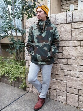 「HARUTA」｜「アイテム（ミリタリージャケット）」を使った、GDCTOKYO-MAH-bow-さん（メンズ・171cm）の冬コーディネート