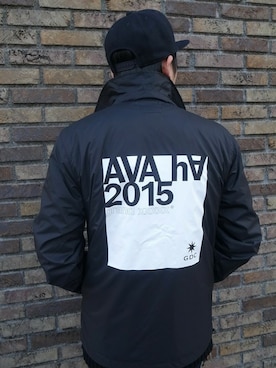 「バックプリント」｜「アイテム（ジャケット/アウター）」を使った、GDCTOKYO-MAH-bow-さん（メンズ・171cm）の冬コーディネート