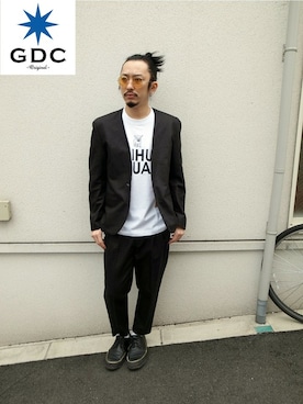 「GDC（ジーディーシー）のアイテム（ジャケット/アウター）」を使った、GDCTOKYO-MAH-bow-さん（メンズ・171cm）の春コーディネート