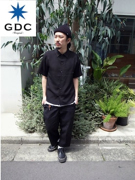 「GDC（ジーディーシー）のアイテム（パンツ）」を使った、GDCTOKYO-MAH-bow-さん（メンズ・171cm）の春コーディネート