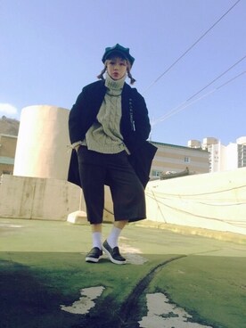 「와이드팬츠」｜숨さん（レディース・160cm）の冬コーディネート