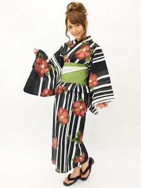 「撮影」｜「アイテム（浴衣）」を使った、りなち(前川琳菜)さん（レディース・155cm）の冬コーディネート