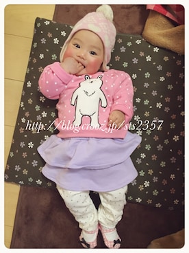 「アイテム（その他ベビー用品、パープル系）」を使った、takamiさん（レディース・159cm）の冬コーディネート