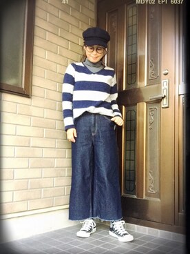 「Three Four Time（ｽﾘｰﾌｫｰﾀｲﾑ）のアイテム（帽子）」を使った、kouさん（レディース・155cm）の冬コーディネート