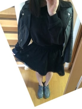 「アイテム（ライダースジャケット）」を使った、まいさん（レディース・160cm・10代）の春コーディネート
