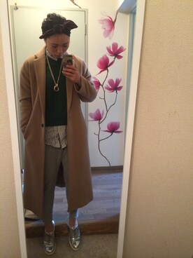 「スエット」｜「アイテム（チェスターコート）」を使った、BENIさん（レディース・160cm）の秋コーディネート