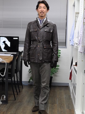 「アイテム（フォーマルスーツ/小物）」を使った、柳田敏正さん（メンズ・177cm・40代）の冬コーディネート