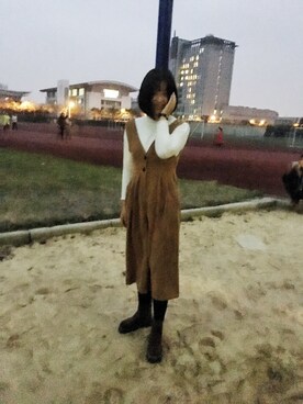 「冬休み」｜「アイテム（オールインワン・サロペット）」を使った、阿純純純一さん（レディース・165cm）の秋コーディネート