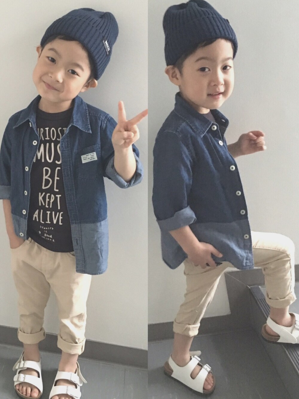 「kidsfashion、キッズファッション、キッズコーデ、BREEZE、ブリーズ、男の子、4歳、ドラフトFO」｜「abcdのアイテム（シャツ/ブラウス、ブルー系）」を使った、keiさん（キッズ・100cm）の春コーディネートの1枚目の写真
