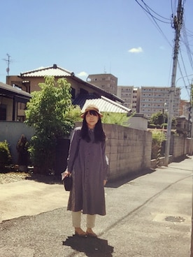 「somariのアイテム（シャツワンピース、ブルー系）」を使った、てらさんさん（レディース・158cm）の夏コーディネート