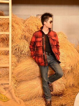 「Abercrombie&Fitch（アバークロンビーアンドフィッチ）のアイテム（ミリタリージャケット）」を使った、探索者さん（メンズ・175cm）の冬コーディネート