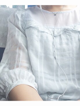 「w closet（ダブルクローゼット）のアイテム（トップス、ホワイト系）」を使った、yuna shimogamaさん（レディース・157cm）の夏コーディネート